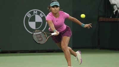 Emma Raducanu in action. (AP) Emma Raducanu in action. (AP)