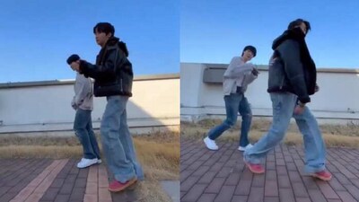 J-Hope and Jimin 'dancing' to Hawa Mein Udati Jaaye. (Instagram/@bangtan____babies)