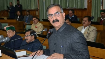 Shimla: Himachal Pradesh Chief Minister Sukhvinder Singh Sukhu presents the State Budget 2023-24 in the Assembly, in Shimla, Friday, March 17, 2023. (PTI) Shimla: Himachal Pradesh Chief Minister Sukhvinder Singh Sukhu presents the State Budget 2023-24 in the Assembly, in Shimla, Friday, March 17, 2023. (PTI)