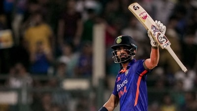 India's KL Rahul celebrates his fifty during the first one-day international (ODI) cricket match between India and Australia at the Wankhede Stadium, in Mumbai. (PTI) India's KL Rahul celebrates his fifty during the first one-day international (ODI) cricket match between India and Australia at the Wankhede Stadium, in Mumbai. (PTI)