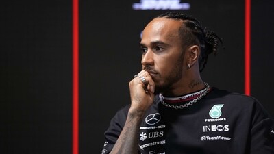Mercedes driver Lewis Hamilton of Britain speaks to media ahead of the Formula On Saudi Arabian Grand Prix in Jeddah, Saudi Arabia, Thursday, March 16, 2023. (AP Photo/Hassan Ammar) (AP) Mercedes driver Lewis Hamilton of Britain speaks to media ahead of the Formula On Saudi Arabian Grand Prix in Jeddah, Saudi Arabia, Thursday, March 16, 2023. (AP Photo/Hassan Ammar) (AP)