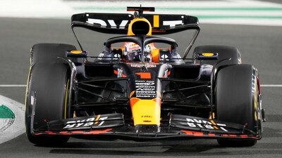 Red Bull driver Max Verstappen of the Netherlands steers his car during the second free practice ahead of the Formula One Grand Prix at the Jeddah corniche circuit in Jeddah. (AP)
