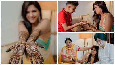 Dalljiet Kaur has shared pics from her mehendi ceremony. Dalljiet Kaur has shared pics from her mehendi ceremony.