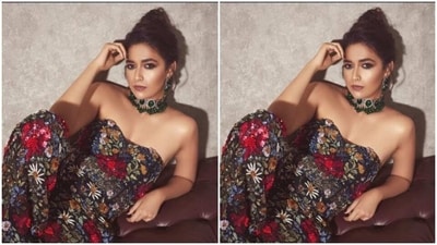 Keerthy's weekday fashion goals just got a new definition as she played muse to fashion designer house Varun Bahl Couture and picked a stunning ensemble.&nbsp; (Instagram/@keerthysureshofficial)