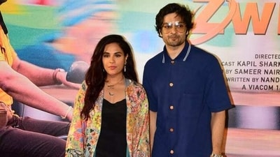 Richa Chadha and Ali Fazal also attended the Zwigato screening. The actor couple were spotted together after a long time. Richa will now be seen in Fukrey 3 while Ali Fazal has been working on a Hollywood film. (Varinder Chawla) Richa Chadha and Ali Fazal also attended the Zwigato screening. The actor couple were spotted together after a long time. Richa will now be seen in Fukrey 3 while Ali Fazal has been working on a Hollywood film. (Varinder Chawla)