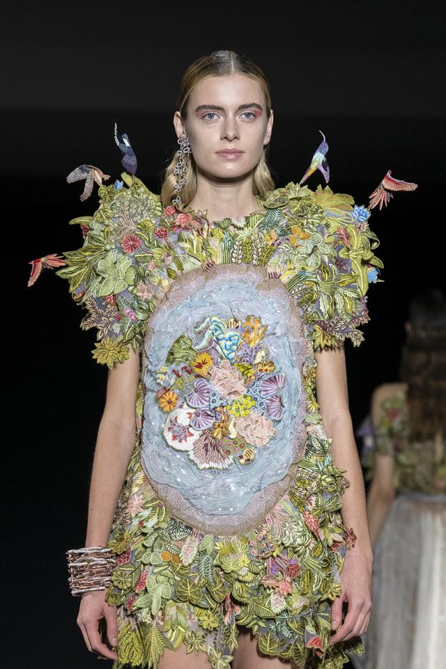 A look from Home, Rahul Mishra’s debut collection at the Paris Haute Couture Week’s Spring 2020 event. (Courtesy Rahul Mishra) A look from Home, Rahul Mishra’s debut collection at the Paris Haute Couture Week’s Spring 2020 event. (Courtesy Rahul Mishra)