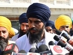 'Waris Punjab De' chief Amritpal Singh at the Golden Temple in Amritsar. (AFP)