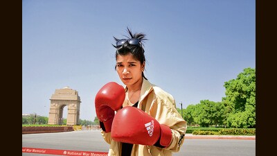 ‘She does not like to lose,’ says India’s boxing high-performance director Bernard Dunne, grinning, after a friendly game of badminton with Zareen turned into a slugfest. (HT Archives) ‘She does not like to lose,’ says India’s boxing high-performance director Bernard Dunne, grinning, after a friendly game of badminton with Zareen turned into a slugfest. (HT Archives)