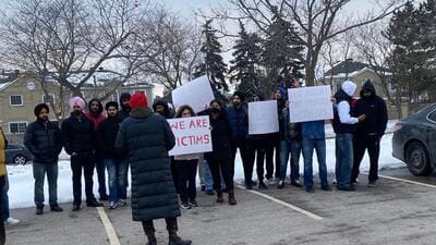 Indian students facing deportation from Canada over fake documents protest in Brampton Indian students facing deportation from Canada over fake documents protest in Brampton