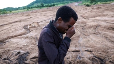 Hendry Keinga reacts after losing a family member during the Mtauchira village mudslide in the aftermath of Cyclone Freddy, on March 16. The rains have eased since Wednesday but Freddy is still on track to become one of the world's longest tropical storms, reported AP. (Esa Alexander / Reuters) Hendry Keinga reacts after losing a family member during the Mtauchira village mudslide in the aftermath of Cyclone Freddy, on March 16. The rains have eased since Wednesday but Freddy is still on track to become one of the world's longest tropical storms, reported AP. (Esa Alexander / Reuters)