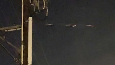 This image from video provided by Jaime Hernandez shows streaks of light travelling across the sky over the Sacramento. (AP) This image from video provided by Jaime Hernandez shows streaks of light travelling across the sky over the Sacramento. (AP)