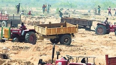 The state government claimed that the number of raids against illegal mining has increased three times now as compared to the previous BJP rule. (HT Photo) The state government claimed that the number of raids against illegal mining has increased three times now as compared to the previous BJP rule. (HT Photo)
