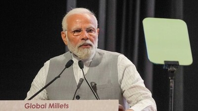 Prime Minister Narendra Modi speaks during the inauguration of the 2-day 'Global Millets (Shree Anna) Conference' in Pusa, in New Delhi, Saturday. (PTI) Prime Minister Narendra Modi speaks during the inauguration of the 2-day 'Global Millets (Shree Anna) Conference' in Pusa, in New Delhi, Saturday. (PTI)