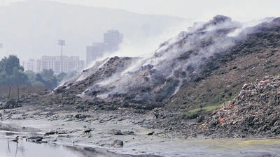 Thane, India - March 18, 2023: The National Green Tribunal (NGT) in its order stated that the Maharashtra Pollution Control Board (MPCB) has found the Thane Municipal Corporation (TMC) guilty for dumping waste in a CRZ in Diva, Thane. The tribunal has sought an explanation from TMC on what grounds the site was chosen for dumping, in Thane, India, on Saturday, March 18, 2023. (Praful Gangurde/HT Photo) (HT PHOTO) Thane, India - March 18, 2023: The National Green Tribunal (NGT) in its order stated that the Maharashtra Pollution Control Board (MPCB) has found the Thane Municipal Corporation (TMC) guilty for dumping waste in a CRZ in Diva, Thane. The tribunal has sought an explanation from TMC on what grounds the site was chosen for dumping, in Thane, India, on Saturday, March 18, 2023. (Praful Gangurde/HT Photo) (HT PHOTO)