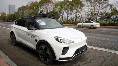 A car of Baidu's driverless robotaxi service Apollo Go is seen on a road in Wuhan, Hubei province, China. (Reuters file)