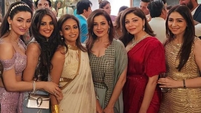 Bhavana Panday also shared a photo of herself with Neelam Kothari, Kanika Kapoor and others from the wedding. Bhavana Panday also shared a photo of herself with Neelam Kothari, Kanika Kapoor and others from the wedding.