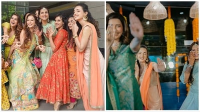 Sunayana Fozdar, Sanaya Irani and Karishma Tanna attended Dalljiet Kaur's sangeet on Thursday. Sunayana Fozdar, Sanaya Irani and Karishma Tanna attended Dalljiet Kaur's sangeet on Thursday.