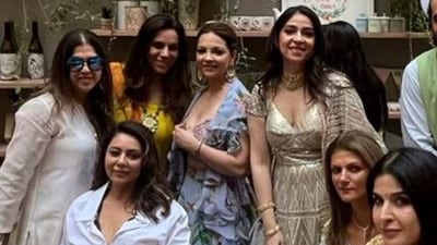 Suhana Khan's mother Gauri Khan also posed with Bhavana, Maheep Kapoor and others at the haldi ceremony. Suhana Khan's mother Gauri Khan also posed with Bhavana, Maheep Kapoor and others at the haldi ceremony.