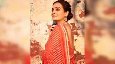 Dia Mirza ditched aesthetic backdrops and picked a rustic wall for her photoshoot. (Instagram/@diamirzaofficial) Dia Mirza ditched aesthetic backdrops and picked a rustic wall for her photoshoot. (Instagram/@diamirzaofficial)