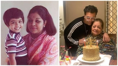 Karan Johar has shared several new and old pictures with his mom. Karan Johar has shared several new and old pictures with his mom.
