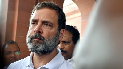 Congress MP Rahul Gandhi at the Parliament House. (ANI)