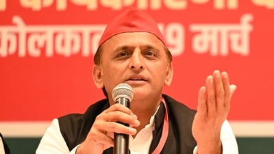 President of Samajwadi Party (SP) Akhilesh Yadav interacts with media on Sunday. (Samir Jana/ Hindustan Times) President of Samajwadi Party (SP) Akhilesh Yadav interacts with media on Sunday. (Samir Jana/ Hindustan Times)