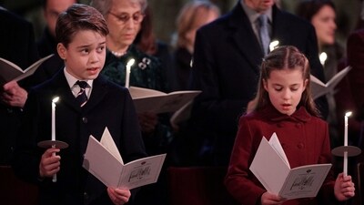 King Charles Coronation: Prince George and Princess Charlotte during the 'Together at Christmas' Carol Service. (Reuters)