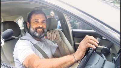 Congress leader Rahul Gandhileaves his residence after Sunday’s police visit. (Sanjeev Verma/ HT Photo) Congress leader Rahul Gandhileaves his residence after Sunday’s police visit. (Sanjeev Verma/ HT Photo)