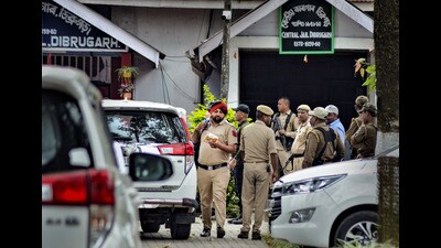 Dibrugarh Central Jail where Punjab Police brought 4 associates of 'Waris Punjab De' founder Amritpal Singh, in Dibrugarh on Sunday. (PTI Photo) Dibrugarh Central Jail where Punjab Police brought 4 associates of 'Waris Punjab De' founder Amritpal Singh, in Dibrugarh on Sunday. (PTI Photo)