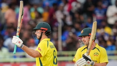 Chasing a target of 118 runs, Australia reached 121/0 in 11 overs, with Mitchell Marsh (66*) and Travis Head (51*) smacking unbeaten half-centuries. (PTI) Chasing a target of 118 runs, Australia reached 121/0 in 11 overs, with Mitchell Marsh (66*) and Travis Head (51*) smacking unbeaten half-centuries. (PTI)