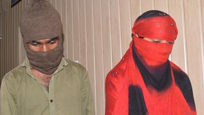 The suspects were identified as Shivani Chaudhary (28) and her lover Ankush Prajapati (20). (Sakib Ali/HT Photo) The suspects were identified as Shivani Chaudhary (28) and her lover Ankush Prajapati (20). (Sakib Ali/HT Photo)