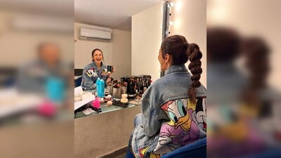 Rakul Preet keeps it casual yet trendy in an oversized jacket with Mini Mouse and Daisy Duck imprinted on it. She paired her look with straight-cut jeans. (Instagram/@rakulpreet) Rakul Preet keeps it casual yet trendy in an oversized jacket with Mini Mouse and Daisy Duck imprinted on it. She paired her look with straight-cut jeans. (Instagram/@rakulpreet)