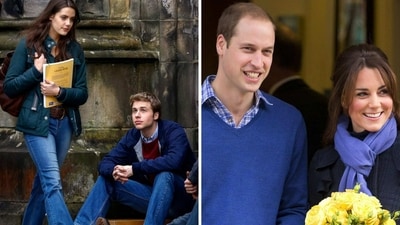 Actors Ed McVey and Meg Bellamy as Prince William and Kate Middleton filming The Crown Season 6. Actors Ed McVey and Meg Bellamy as Prince William and Kate Middleton filming The Crown Season 6.