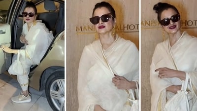 Rekha was spotted on Saturday. (Viral Bhayani) Rekha was spotted on Saturday. (Viral Bhayani)