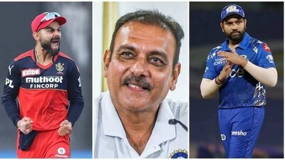 Virat Kohli, Ravi Shastri and Rohit Sharma Virat Kohli, Ravi Shastri and Rohit Sharma