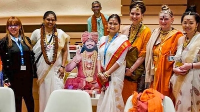 Representatives of the so-called "United States of Kailasa", founded by fugitive godman Nithyananda at the UN Human Rights office in Geneva. (File) Representatives of the so-called "United States of Kailasa", founded by fugitive godman Nithyananda at the UN Human Rights office in Geneva. (File)