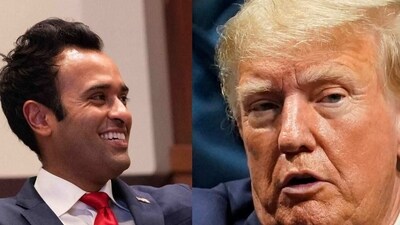 Republican presidential candidate Vivek Ramaswamy and former US president Donald Trump. (AP) Republican presidential candidate Vivek Ramaswamy and former US president Donald Trump. (AP)