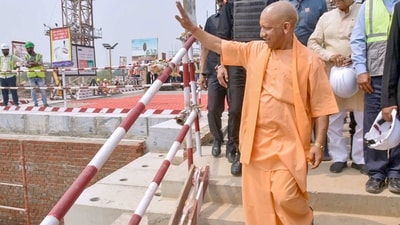 Uttar Pradesh Chief Minister Yogi Adityanath visits the Ram Janmabhoomi complex, in Ayodhya, (PTI) Uttar Pradesh Chief Minister Yogi Adityanath visits the Ram Janmabhoomi complex, in Ayodhya, (PTI)