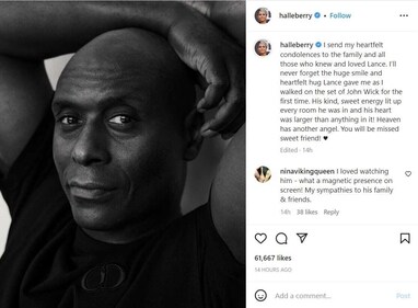 Halle Berry penned a note for Lance Reddick. Halle Berry penned a note for Lance Reddick.