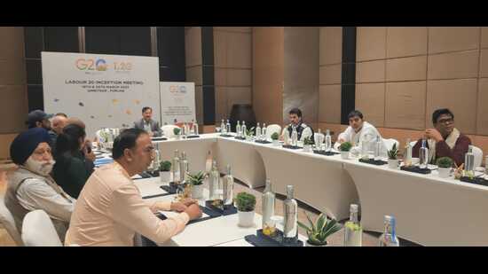 D elegates from twenty nations at the Labour20 inception meeting under India’s G20 presidency are preparing to call for universalisation of social security and to put women at the centre of future of work. (HT Photo)