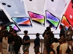 Customers queue at the Apple Fifth Avenue store for the release of the Apple iPhone 14 range in Manhattan, New York City, U.S.