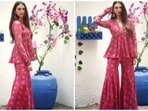Aditi Rao Hydari's embroidered gharara set is a creation of designer Ridhi Mehra.&nbsp;
