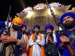 'Waris Punjab De' founder Amritpal Singh with his associate Lovepreet Toofan offers prayers at Golden Temple. 'Waris Punjab De' founder Amritpal Singh with his associate Lovepreet Toofan offers prayers at Golden Temple.