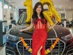 Riva Arora shared many pictures with her new car. 