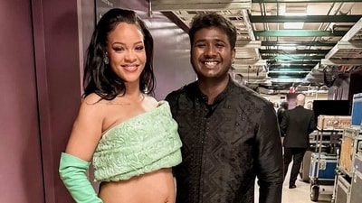 Rihanna and singer Rahul Sipligunj met up after the Best Original Song category winner was announced. Rihanna and singer Rahul Sipligunj met up after the Best Original Song category winner was announced.