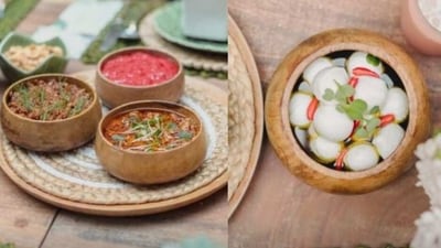 In a few photos, several dishes were kept in wooden bowls, on the table. (Instagram/Alanna Panday) In a few photos, several dishes were kept in wooden bowls, on the table. (Instagram/Alanna Panday)