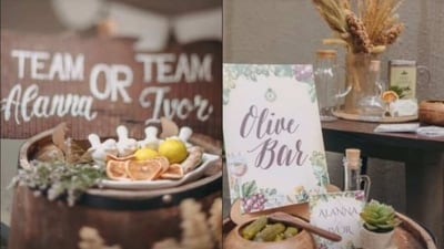 Dried fruits were kept on a plate near which a board read ‘team Alanna or team Ivor’. Alanna is the daughter of Chunky's brother Chikki Panday and his wife Deanne Panday. Alanna got engaged to her boyfriend Ivor McCary earlier in 2021. (Instagram/Alanna Panday) Dried fruits were kept on a plate near which a board read ‘team Alanna or team Ivor’. Alanna is the daughter of Chunky's brother Chikki Panday and his wife Deanne Panday. Alanna got engaged to her boyfriend Ivor McCary earlier in 2021. (Instagram/Alanna Panday)