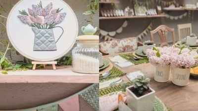 Alanna Panday also gave a closer look at the dining table which had small white pots with flowers in them. (Instagram/Alanna Panday) Alanna Panday also gave a closer look at the dining table which had small white pots with flowers in them. (Instagram/Alanna Panday)