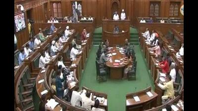 BJP lawmakers in January held a protest outside the assembly over pollution in the Yamuna. (Twitter) BJP lawmakers in January held a protest outside the assembly over pollution in the Yamuna. (Twitter)