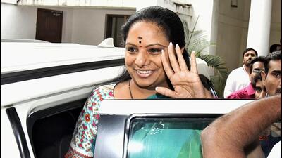 Bharat Rashtra Samithi MLC K Kavitha leaves the residence of her father and Telangana chief minister K Chandrashekar Rao to appear before the Enforcement Directorate office in New Delhi on Monday. (ANI) Bharat Rashtra Samithi MLC K Kavitha leaves the residence of her father and Telangana chief minister K Chandrashekar Rao to appear before the Enforcement Directorate office in New Delhi on Monday. (ANI)